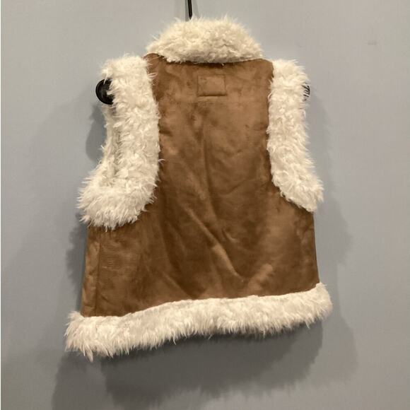 Old Navy Womens Furry Vest Size Small Sherpa Lined Tan Y2K Western Boho Fall - Picture 4 of 7